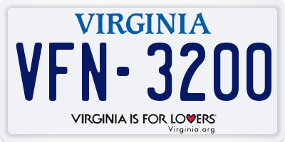VA license plate VFN3200