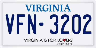 VA license plate VFN3202