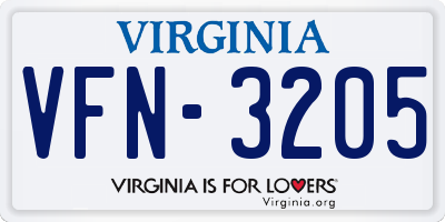 VA license plate VFN3205