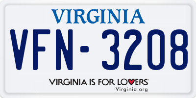 VA license plate VFN3208