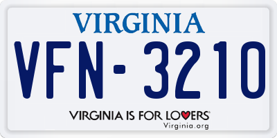 VA license plate VFN3210