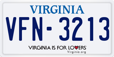 VA license plate VFN3213