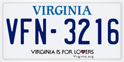 VA license plate VFN3216
