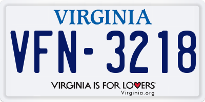 VA license plate VFN3218