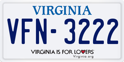 VA license plate VFN3222