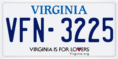VA license plate VFN3225