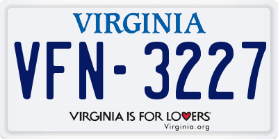VA license plate VFN3227
