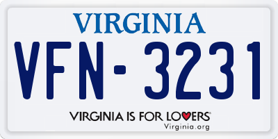VA license plate VFN3231
