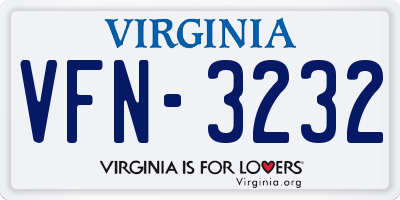 VA license plate VFN3232