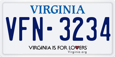 VA license plate VFN3234