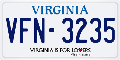 VA license plate VFN3235