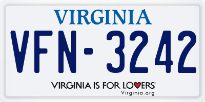 VA license plate VFN3242