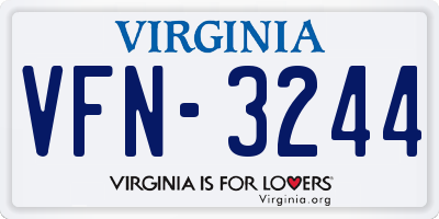 VA license plate VFN3244