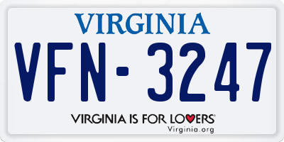 VA license plate VFN3247