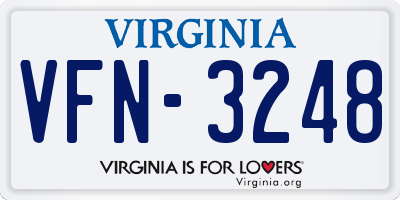 VA license plate VFN3248