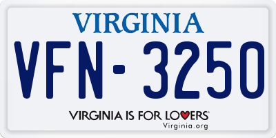 VA license plate VFN3250