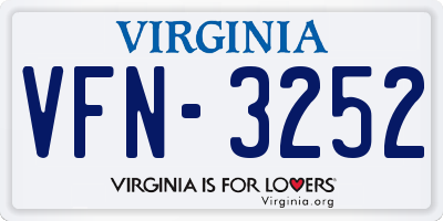 VA license plate VFN3252