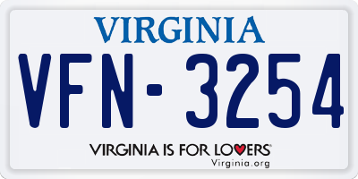 VA license plate VFN3254