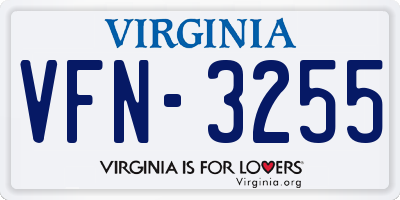 VA license plate VFN3255