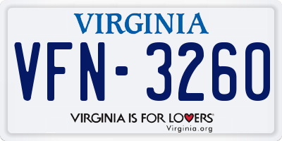 VA license plate VFN3260