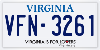 VA license plate VFN3261