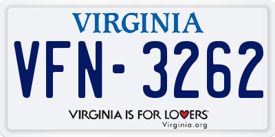 VA license plate VFN3262