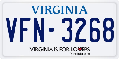 VA license plate VFN3268