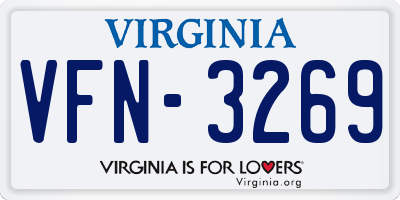 VA license plate VFN3269