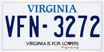 VA license plate VFN3272