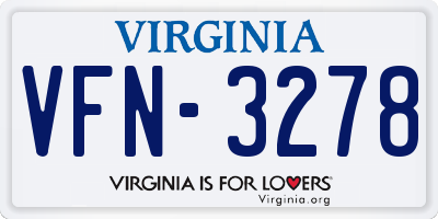 VA license plate VFN3278