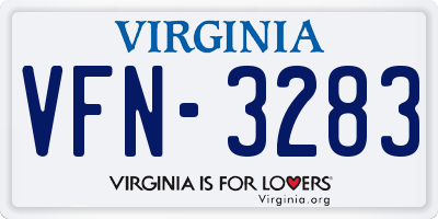 VA license plate VFN3283