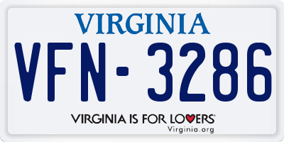 VA license plate VFN3286