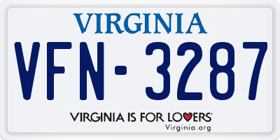 VA license plate VFN3287