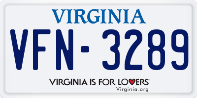 VA license plate VFN3289