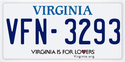 VA license plate VFN3293