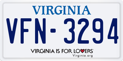 VA license plate VFN3294