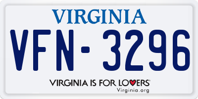 VA license plate VFN3296