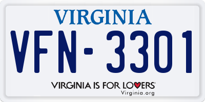 VA license plate VFN3301