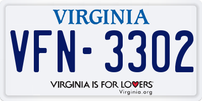 VA license plate VFN3302