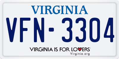 VA license plate VFN3304