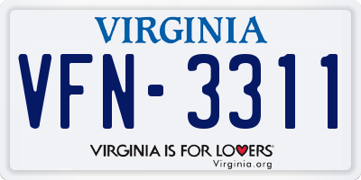 VA license plate VFN3311