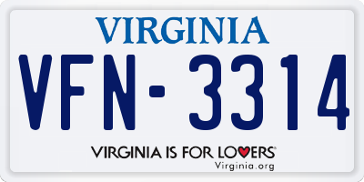 VA license plate VFN3314