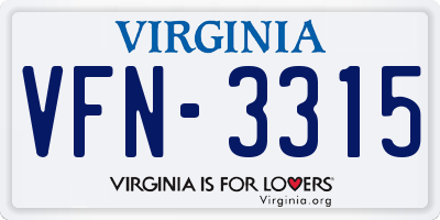 VA license plate VFN3315