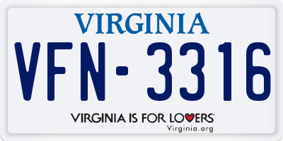 VA license plate VFN3316