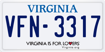 VA license plate VFN3317