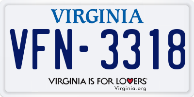 VA license plate VFN3318