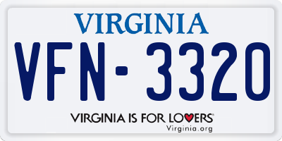 VA license plate VFN3320