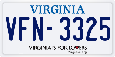 VA license plate VFN3325