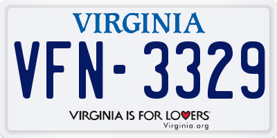VA license plate VFN3329