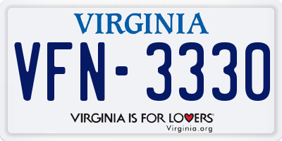 VA license plate VFN3330